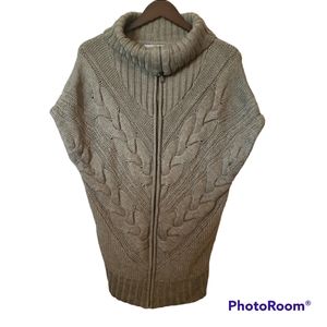 Tiger Of Sweden Wool Blend Oversized Chunky Knit Cowl Neck Cap Sleeve Zi…